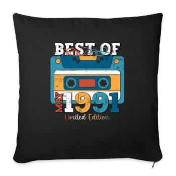 Mai 1991 Millésime 1991 Anniversaire 1991 Légende 91 - Housse de coussin décorative 45 x 45 cm - noir - Devant