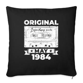 Date de naissance 1984 Mai 1984 Millésime 1984 Légende 84 - Housse de coussin décorative 45 x 45 cm - noir - Devant