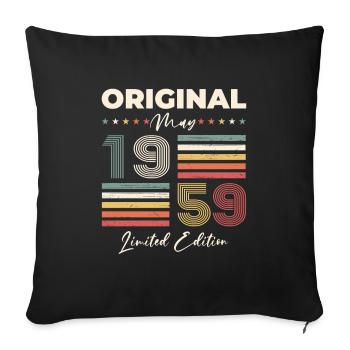 Anniversaire 1959 Mai 1959 Millésime 1959 Légende 59 - Housse de coussin décorative 45 x 45 cm - noir - Devant