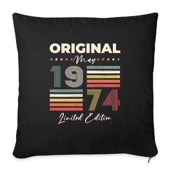 Anniversaire 1974 Mai 1974 Millésime 1974 Légende 74 - Housse de coussin décorative 45 x 45 cm - noir - Devant