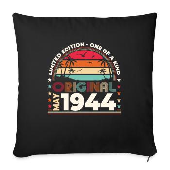 Mai 1944 Millésime 1944 Anniversaire 1944 Légende 44 - Housse de coussin décorative 45 x 45 cm - noir - Devant