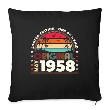 Original May 1958 Vintage 1958 Birthday 1958 - Sofa pillowcase 17,3'' x 17,3'' (45 x 45 cm) - black - Front