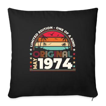 Anniversaire 1974 Mai 1974 Millésime 1974 Légende 74 - Housse de coussin décorative 45 x 45 cm - noir - Devant
