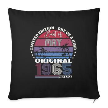 Original mai 1965 Vintage 1965 anniversaire 1965 - Housse de coussin décorative 45 x 45 cm - noir - Devant