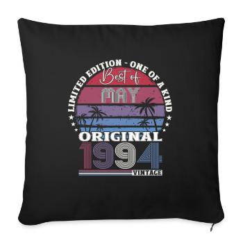 Date de naissance 1994 Mai 1994 Millésime 1994 Légende 94 - Housse de coussin décorative 45 x 45 cm - noir - Devant