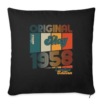Original Mai 1958 Millésime 1958 Anniversaire 1958 - Housse de coussin décorative 45 x 45 cm - noir - Devant
