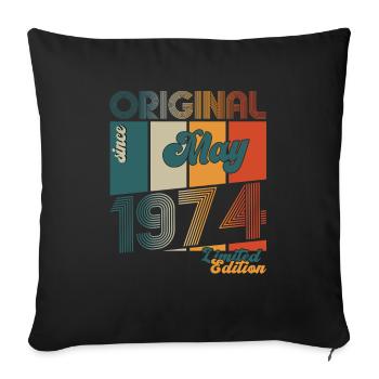 Original Mai 1974 Millésime 1974 Anniversaire 1974 - Housse de coussin décorative 45 x 45 cm - noir - Devant
