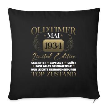 Oldtimer Mai 1934 Millésime 1934 Anniversaire 1934 - Housse de coussin décorative 45 x 45 cm - noir - Devant