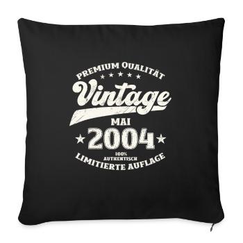Vintage Mai 2004 Jahrgang 2004 Geburtstag 2004 - Sofakissenbezug 45 x 45 cm - Schwarz - Vorne