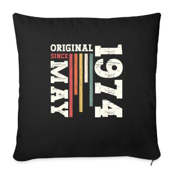 Original Mai 1974 Millésime 1974 Anniversaire 1974 - Housse de coussin décorative 45 x 45 cm - noir - Devant