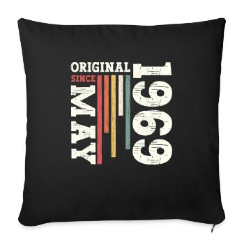Original Mai 1969 Millésime 1969 Anniversaire 1969 - Housse de coussin décorative 45 x 45 cm - noir - Devant