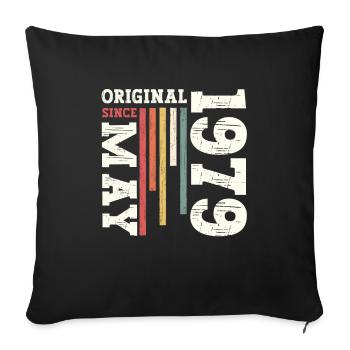 Original Mai 1979 Millésime 1979 Anniversaire 1979 - Housse de coussin décorative 45 x 45 cm - noir - Devant