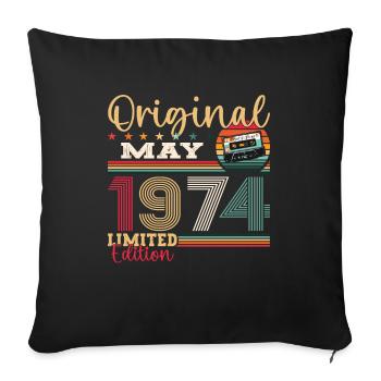 Original Mai 1974 Millésime 1974 Anniversaire 1974 - Housse de coussin décorative 45 x 45 cm - noir - Devant