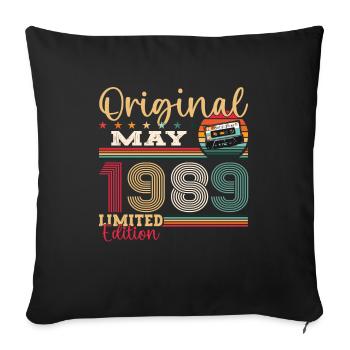 Original Mai 1989 Millésime 1989 Anniversaire 1989 - Housse de coussin décorative 45 x 45 cm - noir - Devant