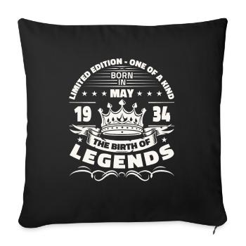 Légende Mai 1934 Né en 1934 Anniversaire 1934 - Housse de coussin décorative 45 x 45 cm - noir - Devant