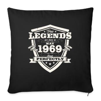 Légende Mai 1969 Millésime 1969 Anniversaire 1969 - Housse de coussin décorative 45 x 45 cm - noir - Devant