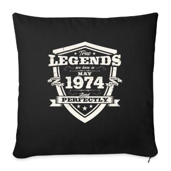 Légende Mai 1974 Millésime 1974 Anniversaire 1974 - Housse de coussin décorative 45 x 45 cm - noir - Devant