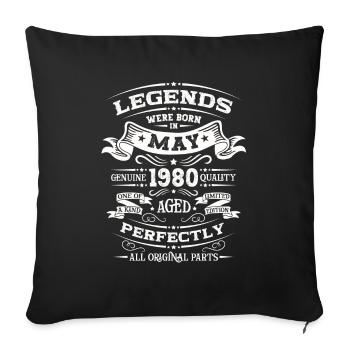 Légendaire Mai 1980 Millésime 1980 Anniversaire 1980 - Housse de coussin décorative 45 x 45 cm - noir - Devant