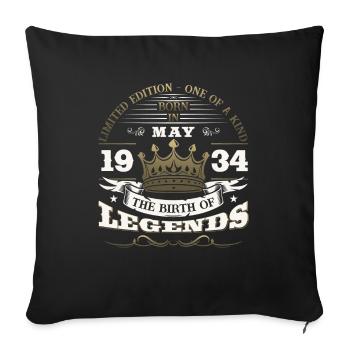Légendaire Mai 1934 Millésime 1934 Anniversaire 1934 - Housse de coussin décorative 45 x 45 cm - noir - Devant