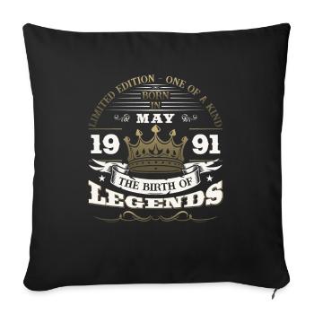 Légendes Mai 1991 Millésime 1991 Anniversaire 1991 - Housse de coussin décorative 45 x 45 cm - noir - Devant