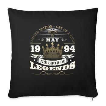 Légende Mai 1994 Millésime 1994 Anniversaire 1994 - Housse de coussin décorative 45 x 45 cm - noir - Devant