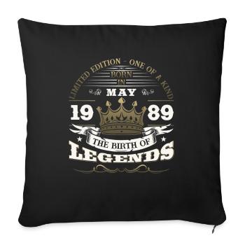 Legend May 1989 Vintage 1989 Birthday 1989 - Sofa pillowcase 17,3'' x 17,3'' (45 x 45 cm) - black - Front