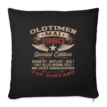 Millésime Mai 1980 Millésime 1980 Anniversaire 1980 - Housse de coussin décorative 45 x 45 cm - noir - Devant