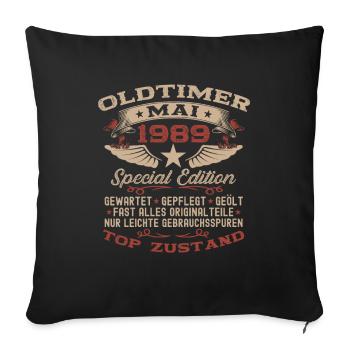 Millésime Mai 1989 Cru 1989 Anniversaire 1989 - Housse de coussin décorative 45 x 45 cm - noir - Devant