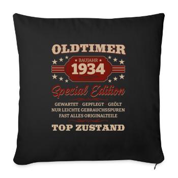 Oldtimer 1934 Jahrgang 1934 Geburtstag 1934 - Sofakissenbezug 45 x 45 cm - Schwarz - Vorne