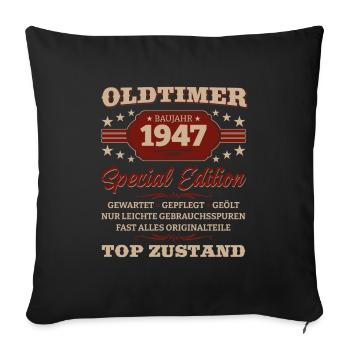 Oldtimer 1947 Jahrgang 1947 Geburtstag 1947 - Sofakissenbezug 45 x 45 cm - Schwarz - Vorne
