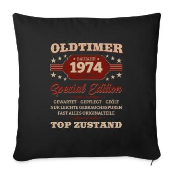 Oldtimer 1974 Jahrgang 1974 Geburtstag 1974 - Sofakissenbezug 45 x 45 cm - Schwarz - Vorne