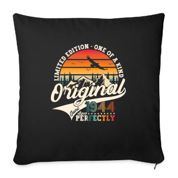 Original Juin 1944 Vintage 1944 Anniversaire 1944 - Housse de coussin décorative 45 x 45 cm - noir - Devant