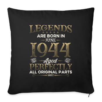 Légende Juin 1944 Né en 1944 80e anniversaire 44 - Housse de coussin décorative 45 x 45 cm - noir - Devant