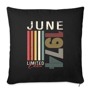 Original Juin 1974 Millésime 1974 Anniversaire 1974 - Housse de coussin décorative 45 x 45 cm - noir - Devant