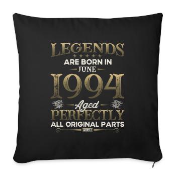 Légende Juin 1994 Millésime 1994 Anniversaire 1994 - Housse de coussin décorative 45 x 45 cm - noir - Devant