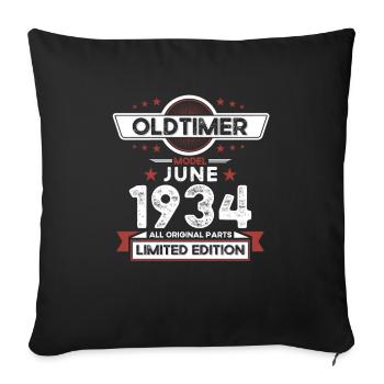 Millésime Juin 1934 Millésime 1934 Anniversaire 1934 - Housse de coussin décorative 45 x 45 cm - noir - Devant