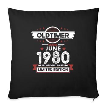 Millésime Juin 1980 Millésime 1980 Anniversaire 1980 - Housse de coussin décorative 45 x 45 cm - noir - Devant