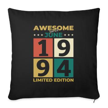 Original Juin 1994 Millésime 1994 Anniversaire 1994 - Housse de coussin décorative 45 x 45 cm - noir - Devant