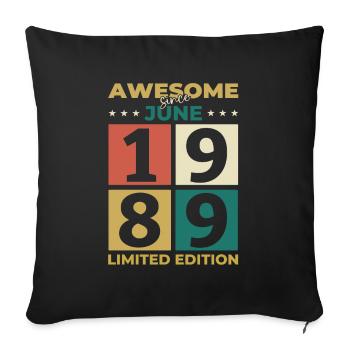 Original Juin 1989 Millésime 1989 Anniversaire 1989 - Housse de coussin décorative 45 x 45 cm - noir - Devant