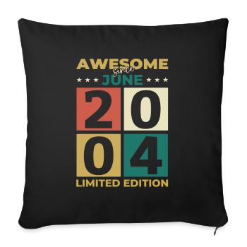 Original Juni 2004 Jahrgang 2004 Geburtstag 2004 - Sofakissenbezug 45 x 45 cm - Schwarz - Vorne