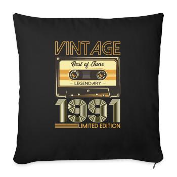 Best of June 1991 Vintage 1991 50th Birthday 74 - Sofa pillowcase 17,3'' x 17,3'' (45 x 45 cm) - black - Front