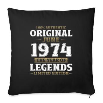 Original Juin 1974 Millésime 1974 Anniversaire 1974 - Housse de coussin décorative 45 x 45 cm - noir - Devant
