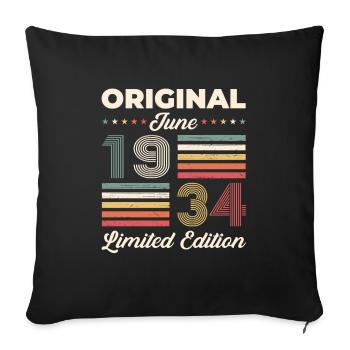 Original Juin 1934 Millésime 1934 Anniversaire 1934 - Housse de coussin décorative 45 x 45 cm - noir - Devant