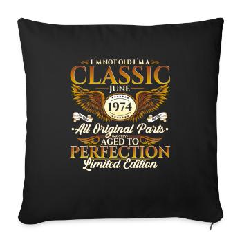 Classique Juin 1974 Millésime 1974 Anniversaire 1974 - Housse de coussin décorative 45 x 45 cm - noir - Devant