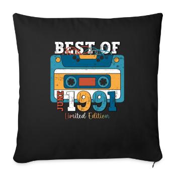 Cassette June 1991 Vintage 1991 Birthday 1991 - Sofa pillowcase 17,3'' x 17,3'' (45 x 45 cm) - black - Front