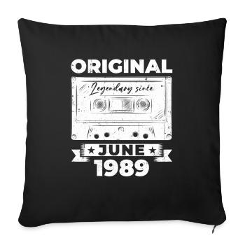 Cassette June 1989 Vintage 1989 Birthday 1989 - Sofa pillowcase 17,3'' x 17,3'' (45 x 45 cm) - black - Front
