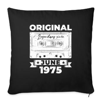 Cassette Juin 1975 Millésime 1975 Anniversaire 1975 - Housse de coussin décorative 45 x 45 cm - noir - Devant