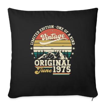 Original June 1975 Vintage 1975 Birthday 1975 - Sofa pillowcase 17,3'' x 17,3'' (45 x 45 cm) - black - Front