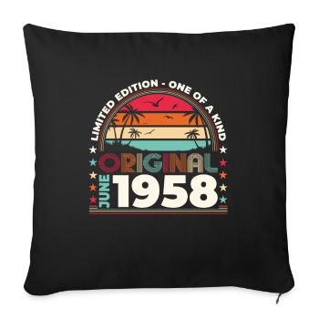Original Juin 1958 Millésime 1958 Anniversaire 1958 - Housse de coussin décorative 45 x 45 cm - noir - Devant