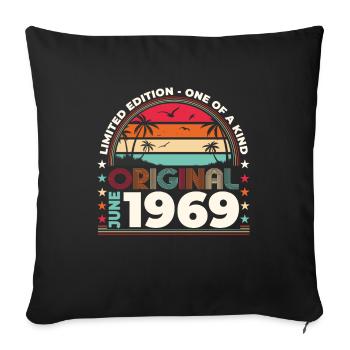 Original Juin 1969 Millésime 1969 Anniversaire 1969 - Housse de coussin décorative 45 x 45 cm - noir - Devant